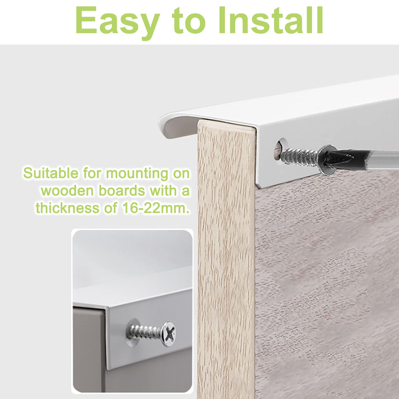 SZLXJMFL Poignée D'Armoire Blanc, Poignées De Cuisine Avec Vis, Marbre Alliage D'aluminiu | Poli à La Main, Entraxe: 96-128 Mm Poignéee Incurvé, Lot De 2 Poignet De Porte Cuisine Blanche-45mm/1.8in