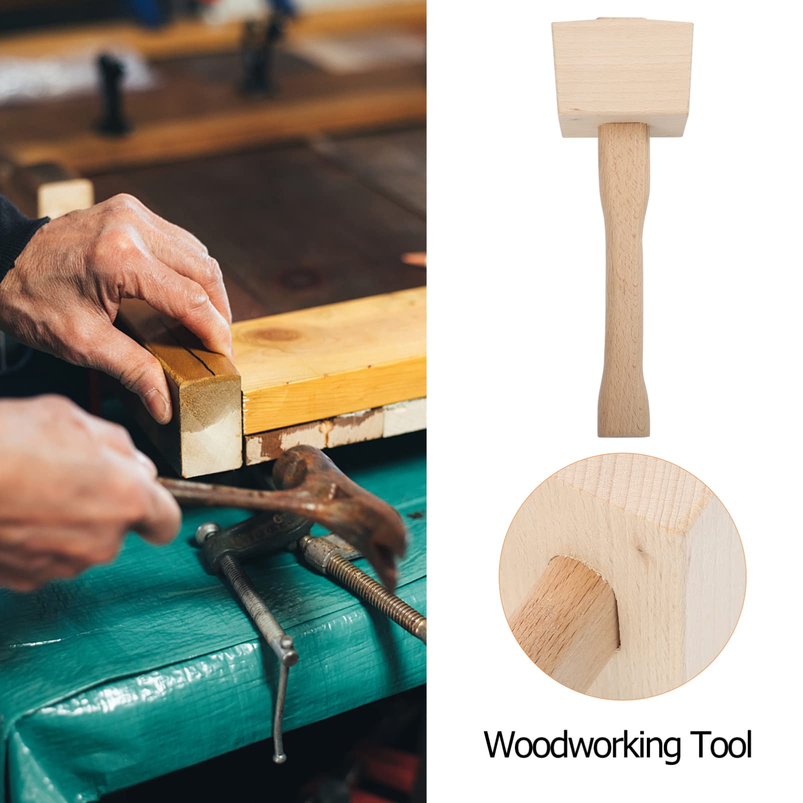 NAMOARLY Wood Carpenter Wood Hammer Beech Carpenter Mallet Carpenter Beech Hammer Wooden Carpenter Mallet