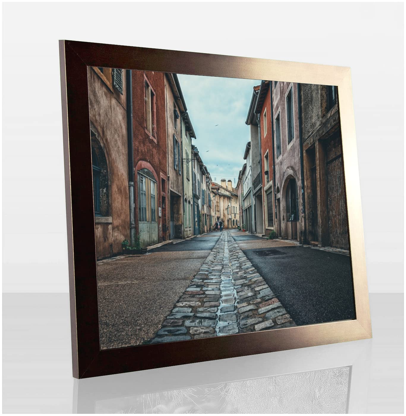 Cadre photo Deluxe Orion 60x60 cm bronze avec verre synthétique antireflet et fond blanc