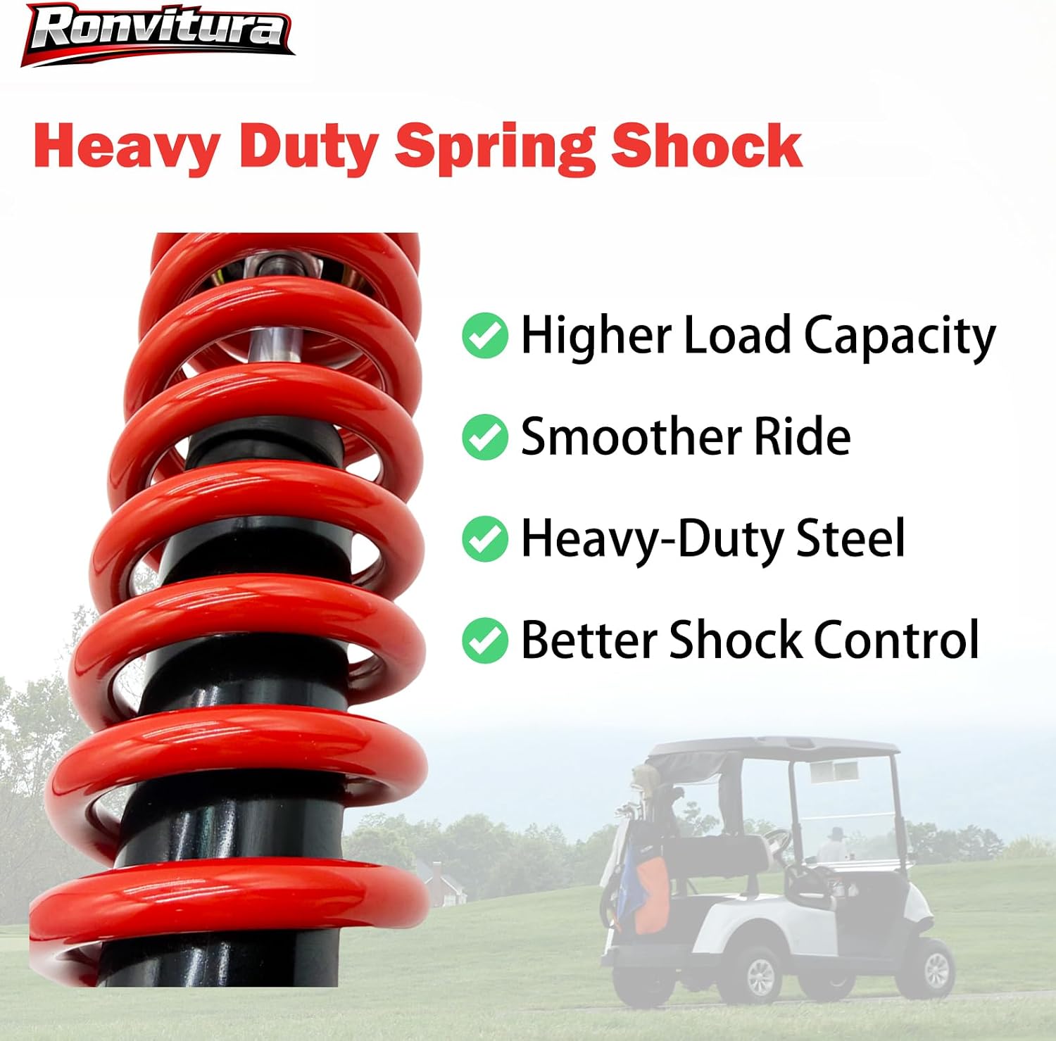 Preload Adjustable Heavy Duty Upgrade Rear Shock Absorber for Yamaha G2 G9 Golf Cart 1985-1995 (G2A G2E G9A G9E), Replace OEM# JG5-F2210-00
