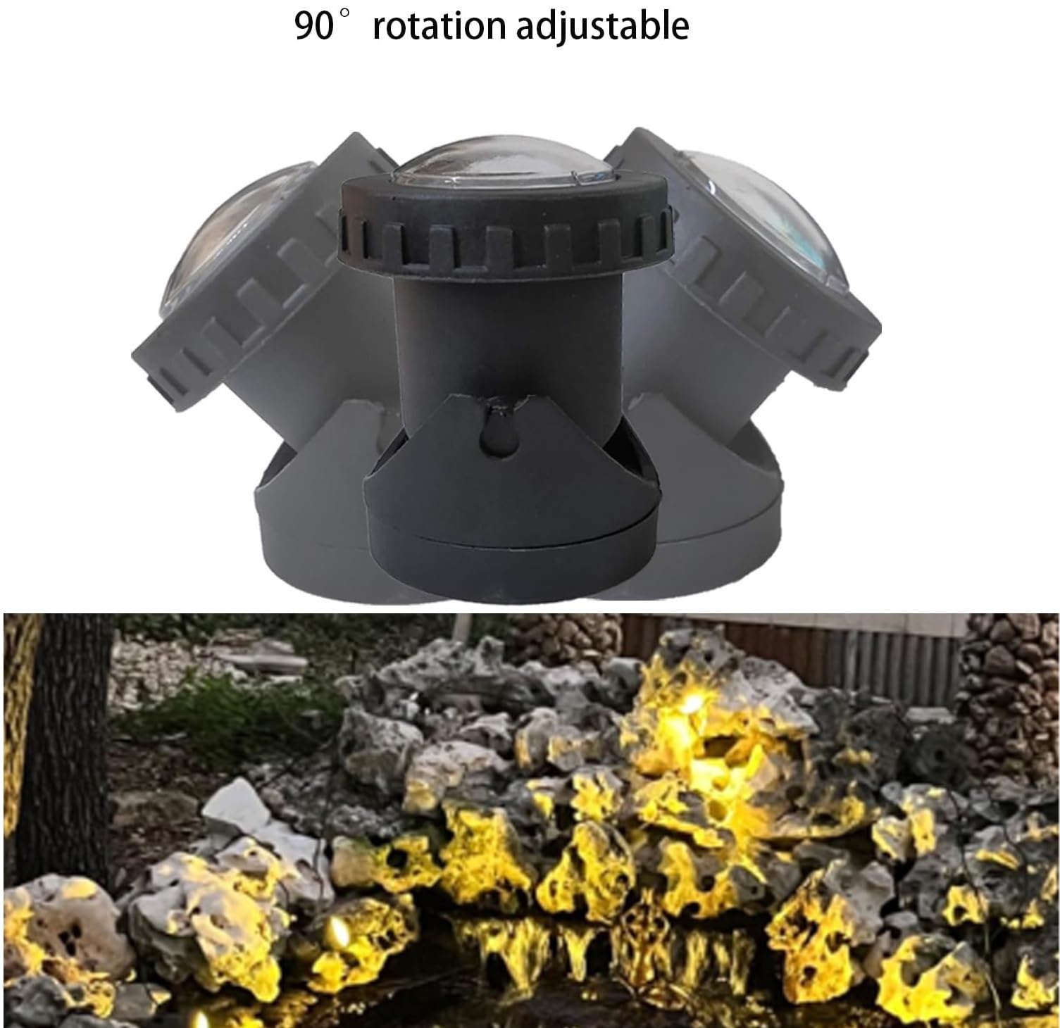 Warmweiße Teichlichter, Unterwasser-Landschaftsstrahler, IP68 Wasserdicht Tauchbrunnen Lichter für Garten Hof Aquarium Teich Brunnen Wasserfall (3 Lichter)