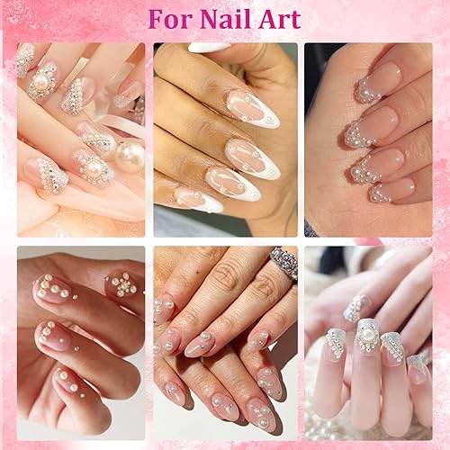 Miniatura 4 de Belleboost Kit de perlas de espalda plana, 2 cajas de perlas semiredondas beige con lápiz recogedor y pinzas para bricolaje en el hogar y arte de