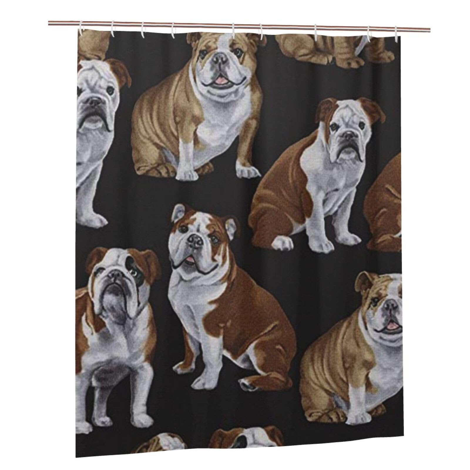Rideau de douche bouledogue anglais anti-éclaboussures en tissu pour sol toujours sec