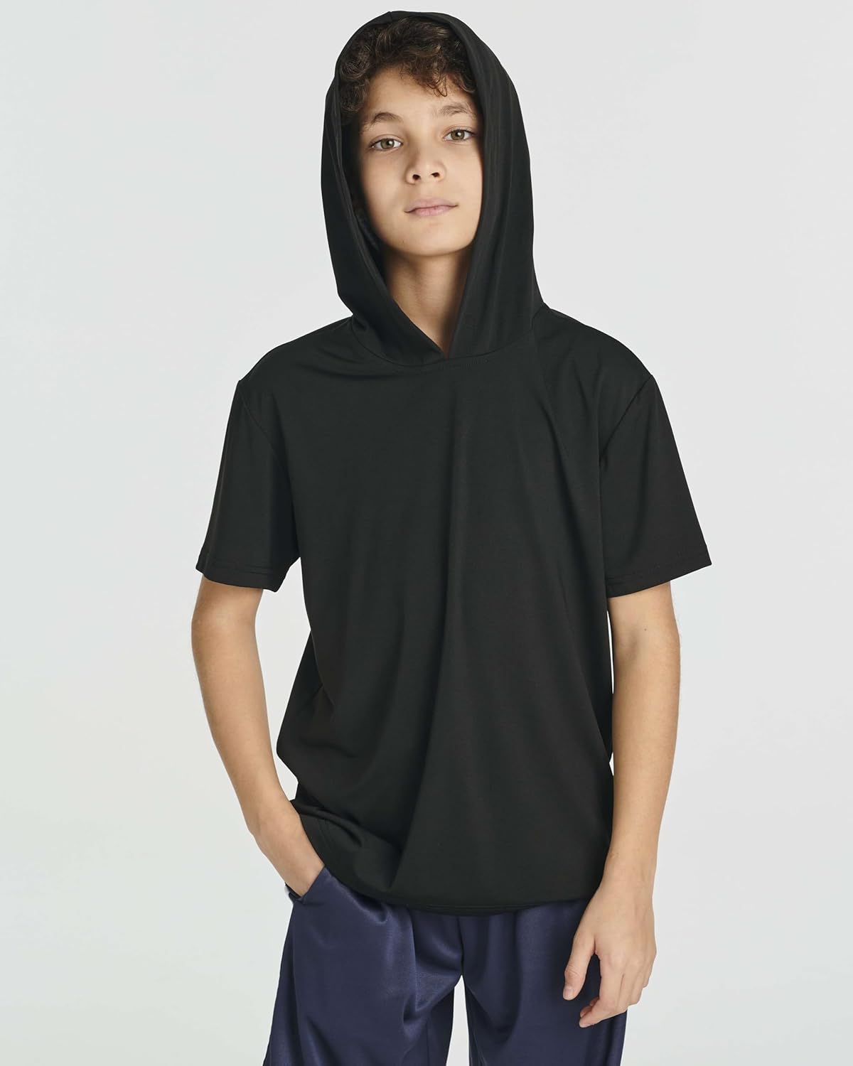 Real Essentials 3 Pack: Boys Dry-Fit Youth Teen Active Athletic Short Sleeve Workout Hoodie - Hooded Pullover Shirts - Image 5