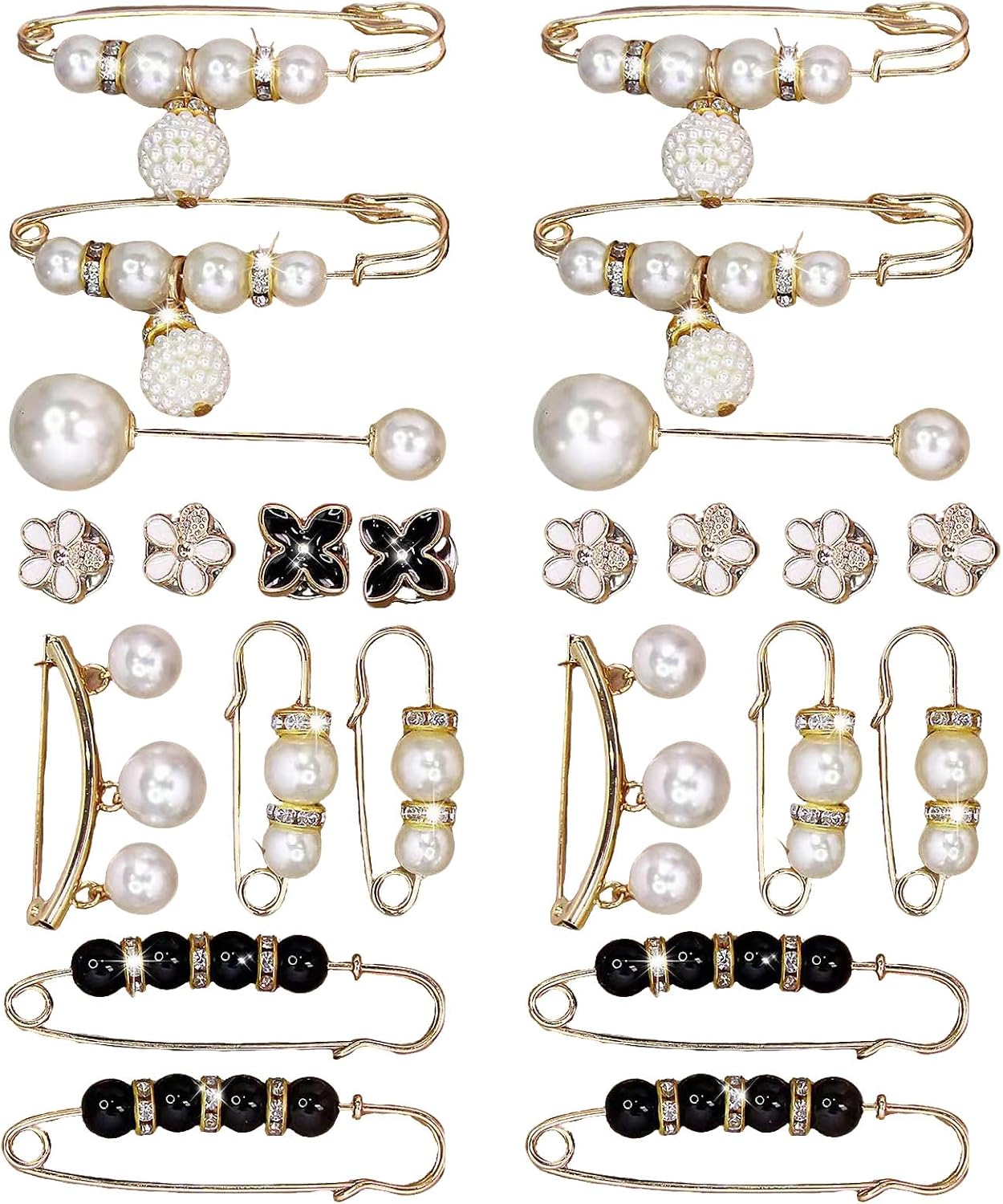 24Pcs Pearl Brooch Pins for Women, Sweater Shawl Clips...