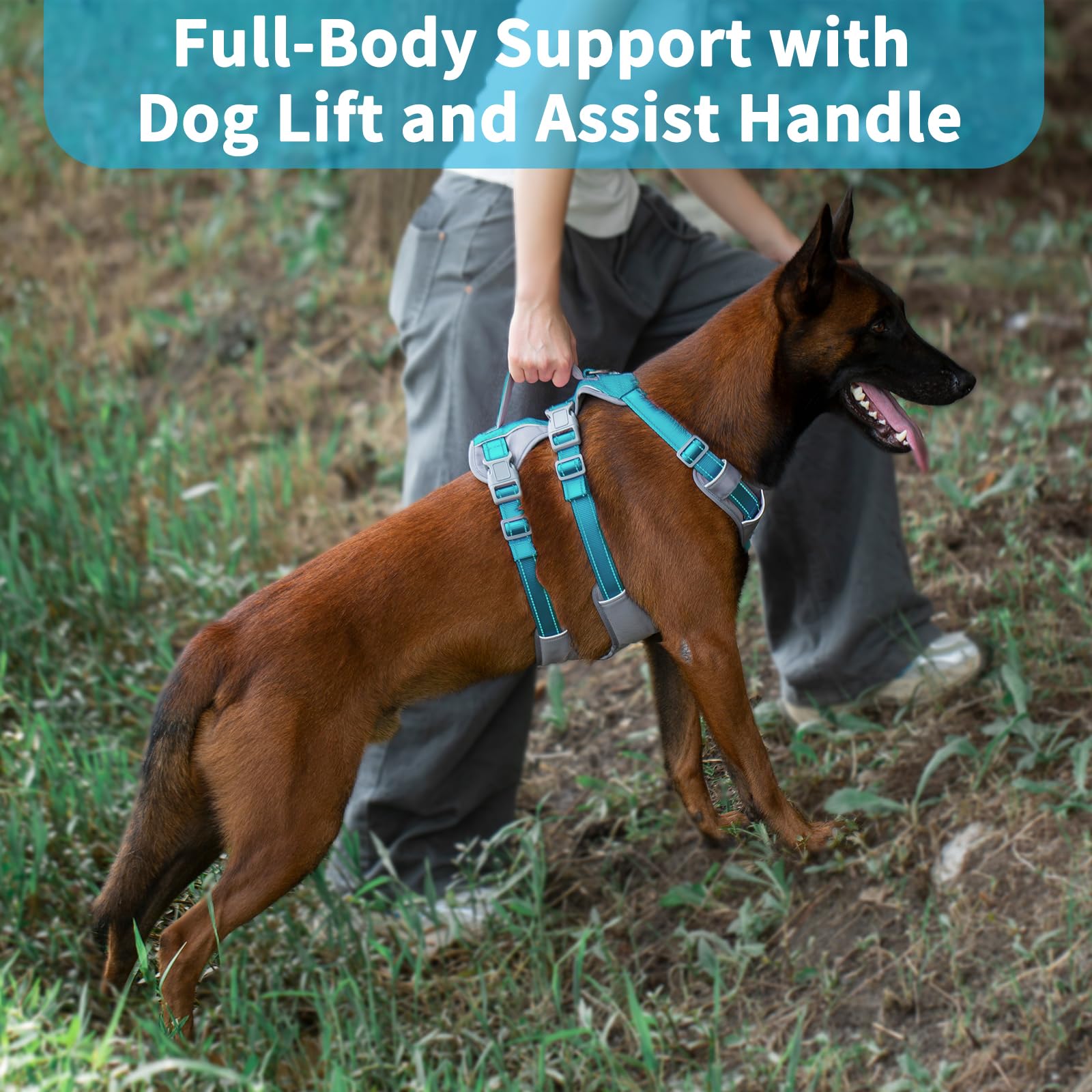 Huntboo Escape Proof Dog Harness Medium, Anti-Pull Dog Harness with Handle, Breathable, Adjustable, Reflective Dog Harnesses - Image 4