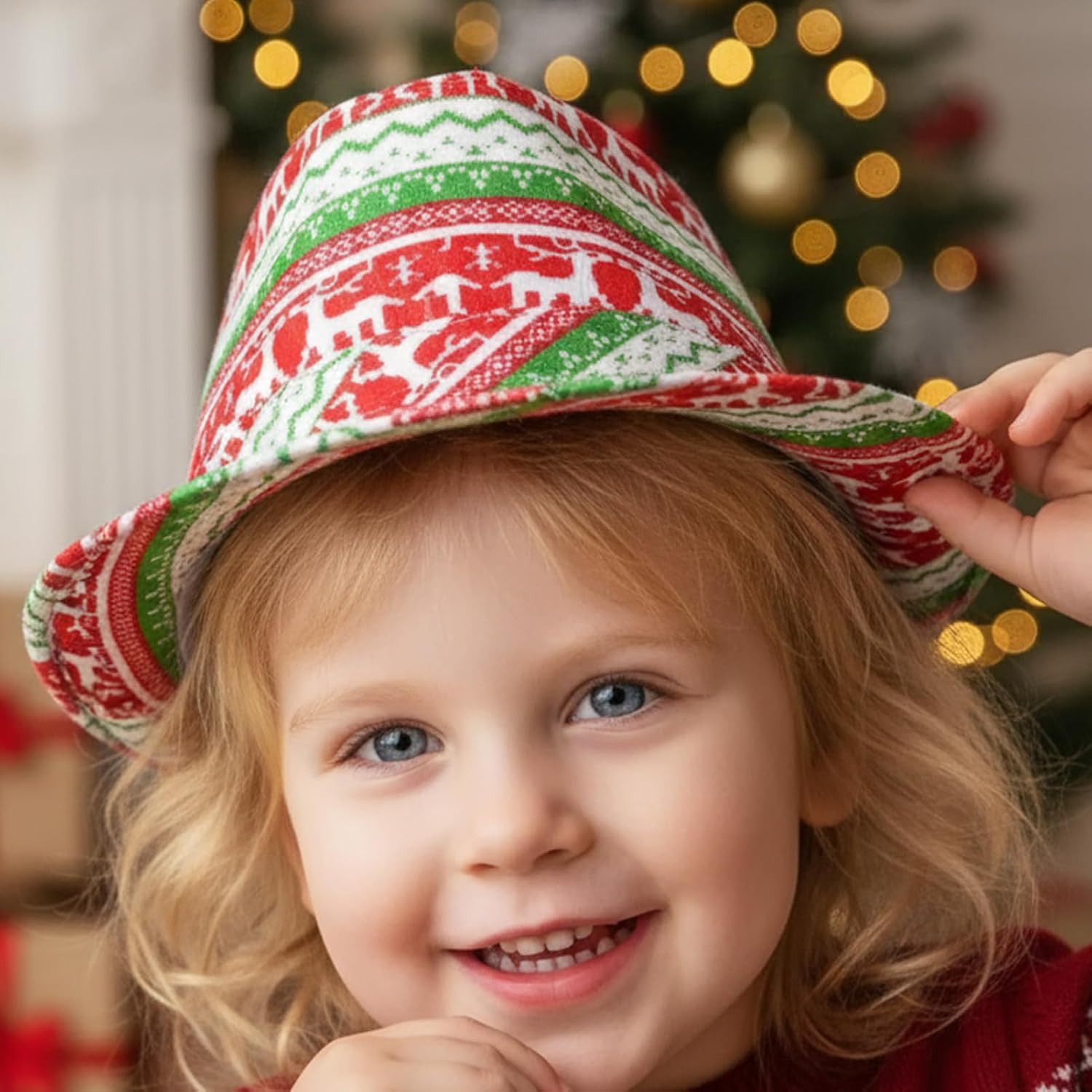 Christmas Fedora Hats for Women,Classic Breathable Festive Snowflake Pattern Headwear,Christmas Party Hats | for Friends