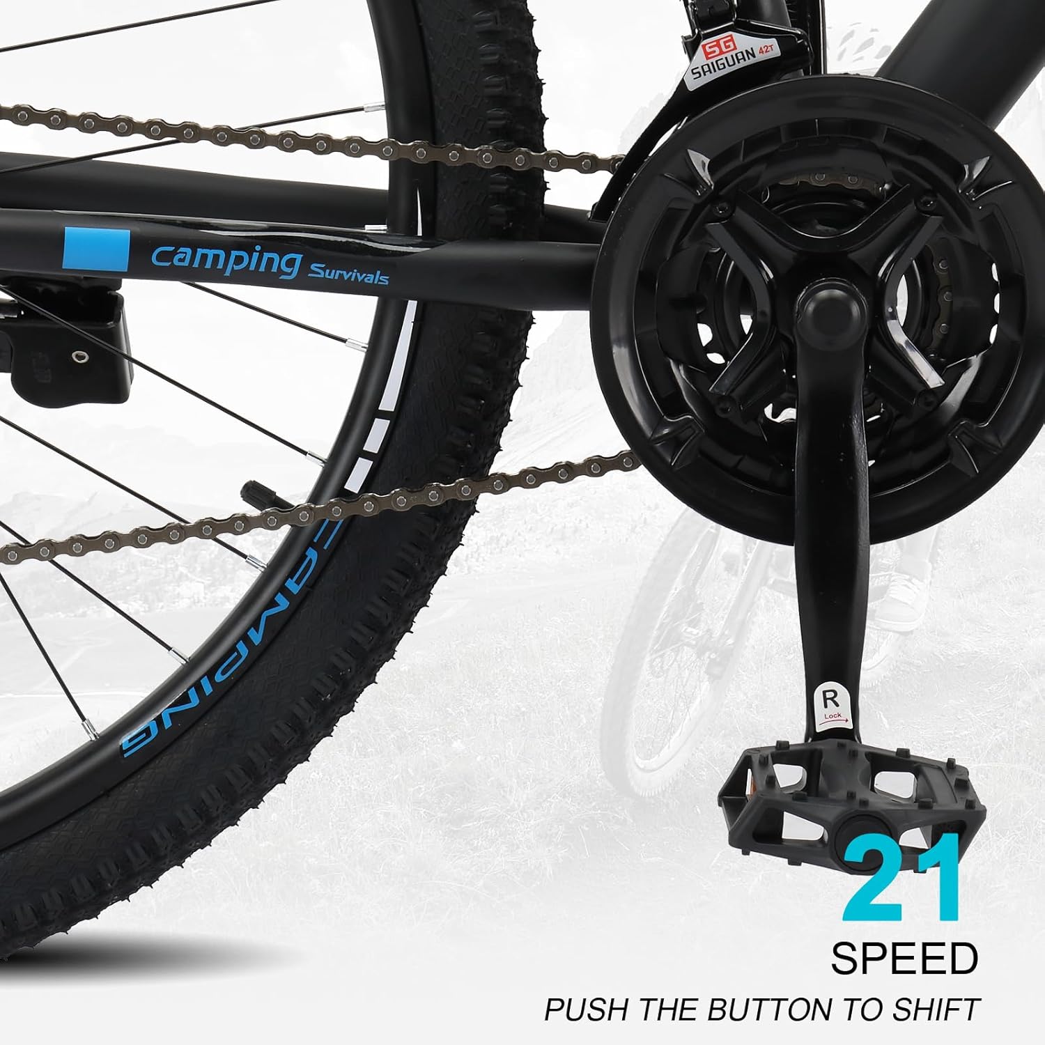 26/27.5 Inch Mountain Bike, 21 Speeds Women's & Men's Bike, Men's Bikes with Suspension Fork, Dual Disc Brake, Adjustable Ergonomic Seat, Lightweight Carbon Frame