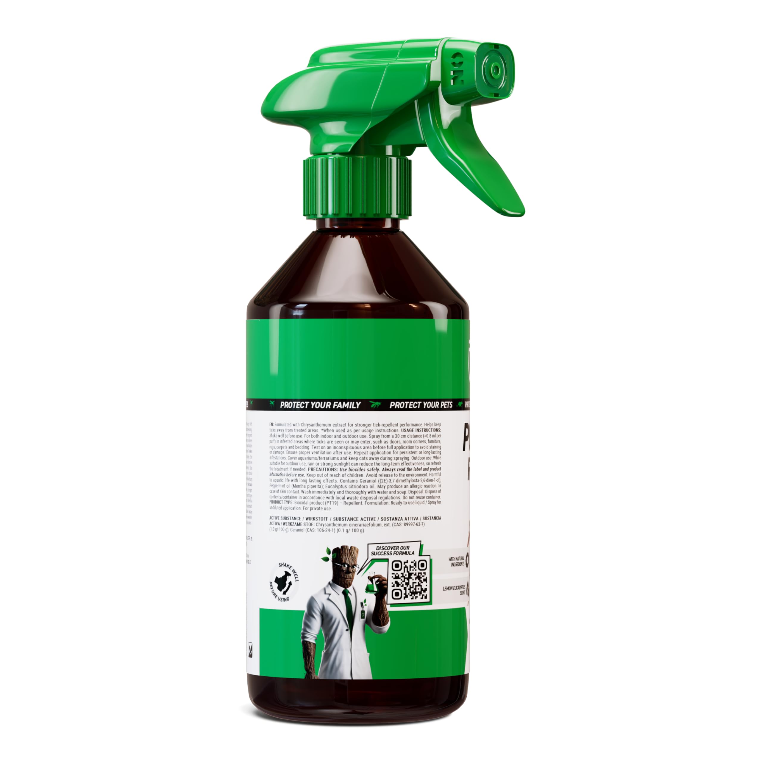 RepellShield® Spray Repellente per Zecche - 500 ml - Protezione per Pelle e Tessuti - Non Macchia - Uso Interno ed Esterno - Soluzione Repellente per Zecche Multiuso con Estratto di Crisantemo