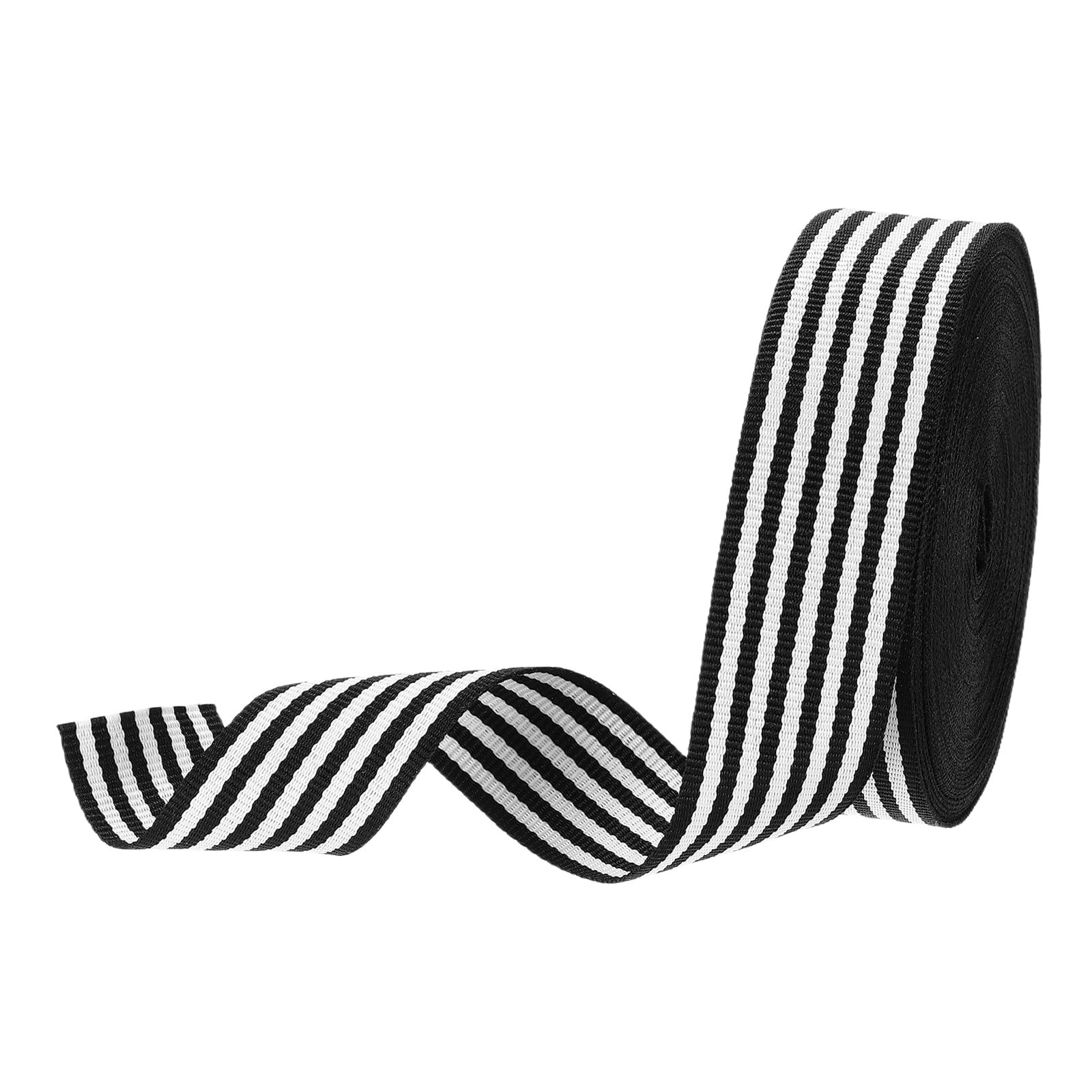 PATIKIL 1" Black and White Striped Grosgrain Ribbon, 10 Yard Polyester Fabric Stripe Craft Ribbon Double Faced Design for Bow Gift Wrapping DIY Making Christmas Decorations