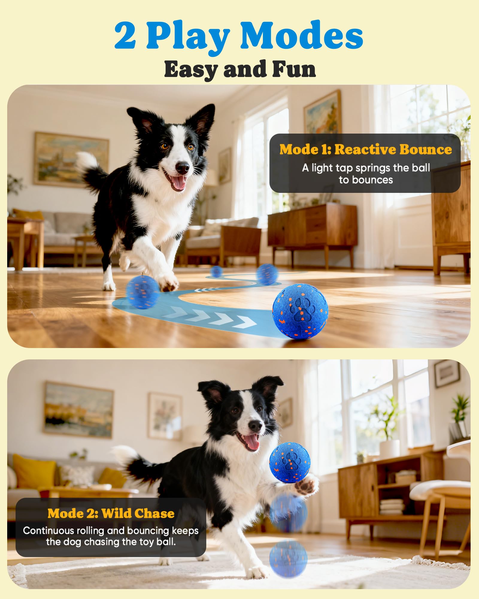 Juguete interactivo inteligente para perros, rotación automática, juguetes masticables rebotantes, material E-TPU, IPX7 impermeable, bola rodante activa para perros medianos y grandes, los mantiene