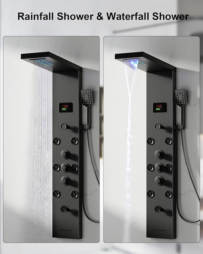 Panel de Ducha 5 en 1 Acero Inoxidable Negro Mate miniatura 6