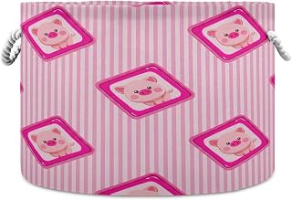 Cotton Rope Basket 72L Pink Cartoon Pigs Blanket Baskets Large Clothes Storage for Home Organizer