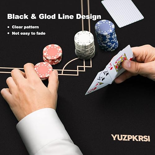 Miniatura 5 de Texas Hold'em - Tapete de póquer portátil, plegable, para 8 a 10 jugadores, tapete de goma de póquer para mesa, repelente al agua con bolsa de