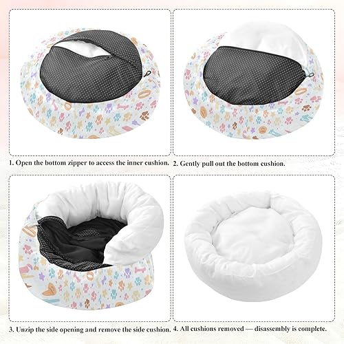 Miniatura 7 de Pet Dog Beds Relieve Stress Fluffy Cat Cave Bed for Small Size Pets Sleeping XS Dog Paws