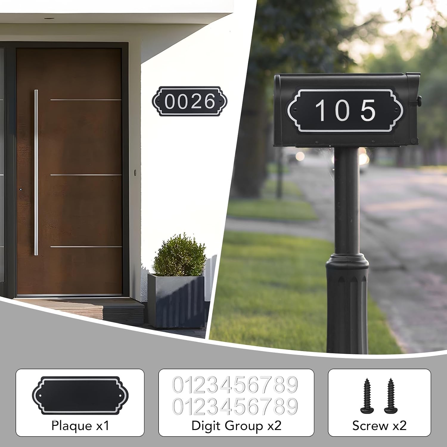 House Numbers for Outside, Mailbox Numbers and Address Signs - 2 Complete Sets of 0-9 Digits, Waterproof and Rustproof for Outdoor Use, Easy to Install
