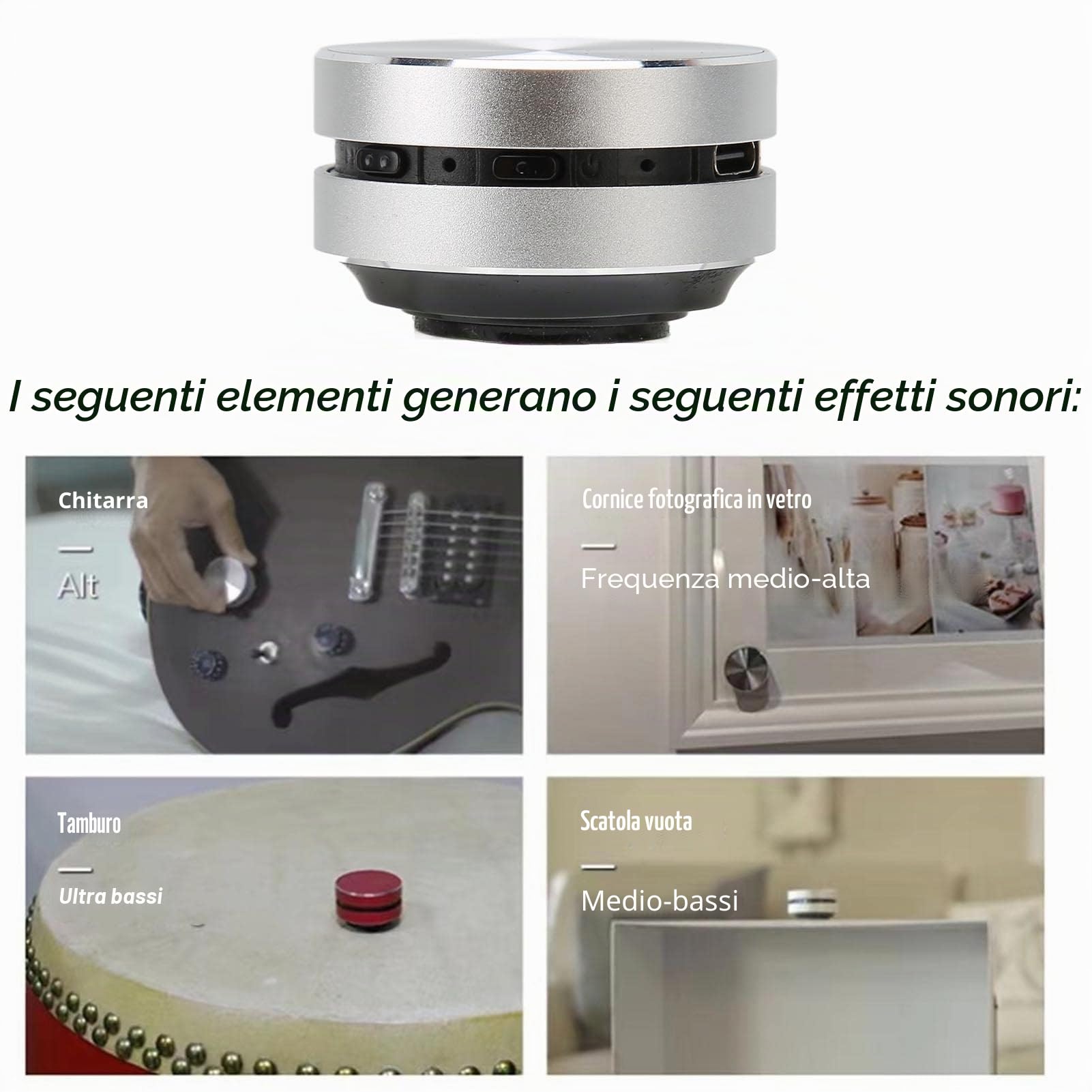 Altoparlante BT a Conduzione Ossea, Mini Altoparlante Portatile Creativo con Audio Stereo in modalità Wireless, con Microfono per Viaggi All'aperto a Casa (SILVER)