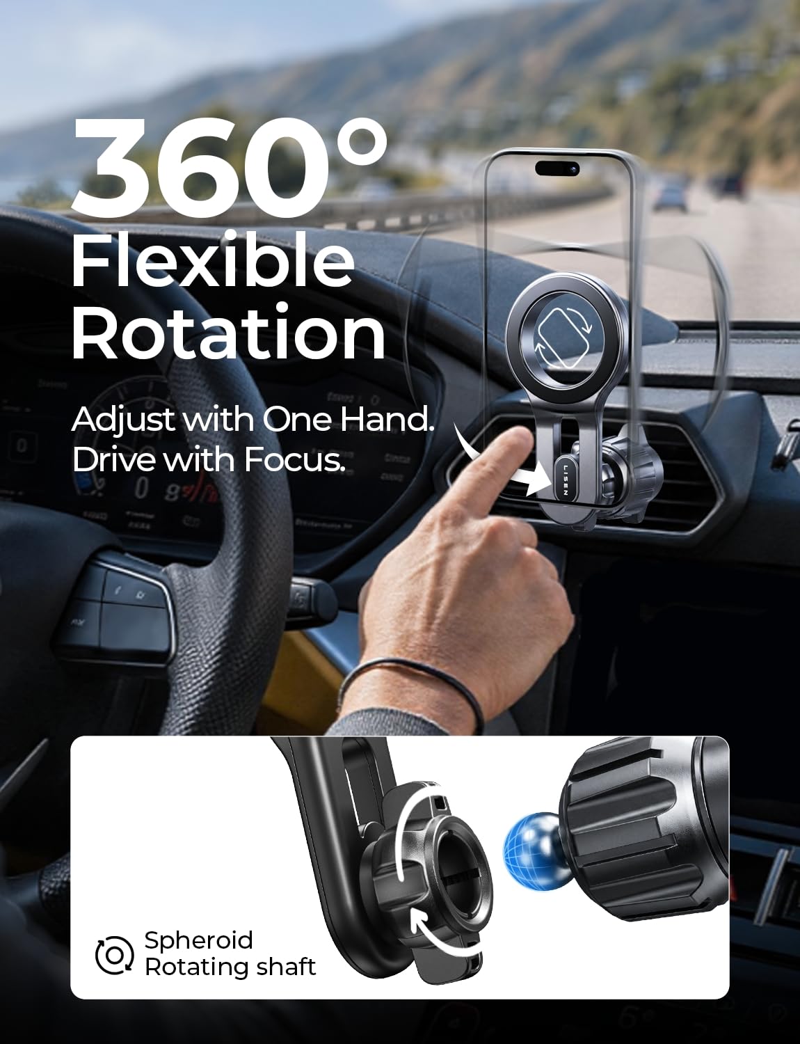 LISEN for MagSafe Car Mount for iPhone 18 Pro Max, Magnetic Phone Holder for Car Vent Phone Mount, Magnetic Car Phone Mount for, Air Vent Car Phone Holder Gifts for iPhone 18 Pro Max Car Holder 17 16 — Amazon image 6