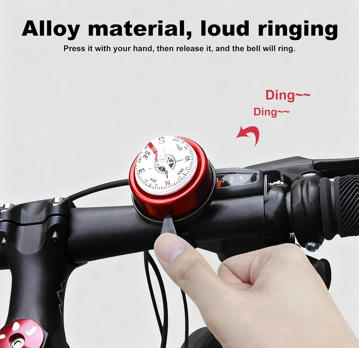 Pack of 2 Aluminum Alloy e-Bike Accessories for Adults | Compass Bicycle Bell & Loud Bike Horn Fits in 22.2mm Handlebars | Must Have Accessory for Men & Women for Mountain & Road image 4