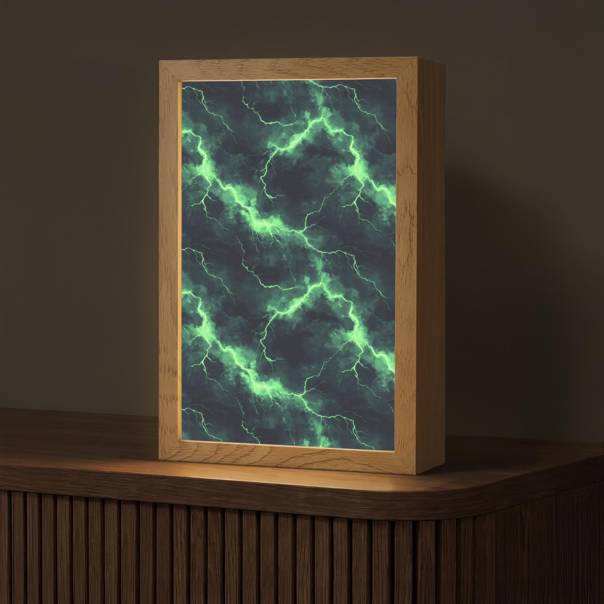 Luz Nocturna [template] 20x30 cm Lamparas Mesita De Noche Night Light Table Lamp Lampara Escritorio Lamparita Verde - Rayo - Tormenta