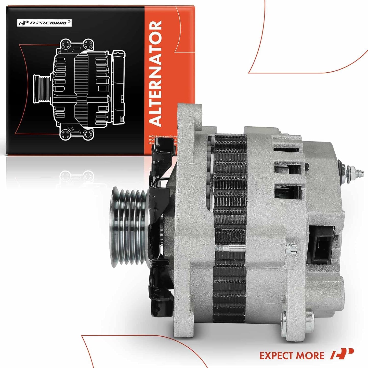 A-Premium Alternator Compatible with Buick Skylark 1996-1998 & Oldsmobile Achieva 1996-1998 & Pontiac Grand Am 1996-1998, 3.1L, 12V 105A 6-Groove Pulley Clockwise, Replace# 10464094, 10480265