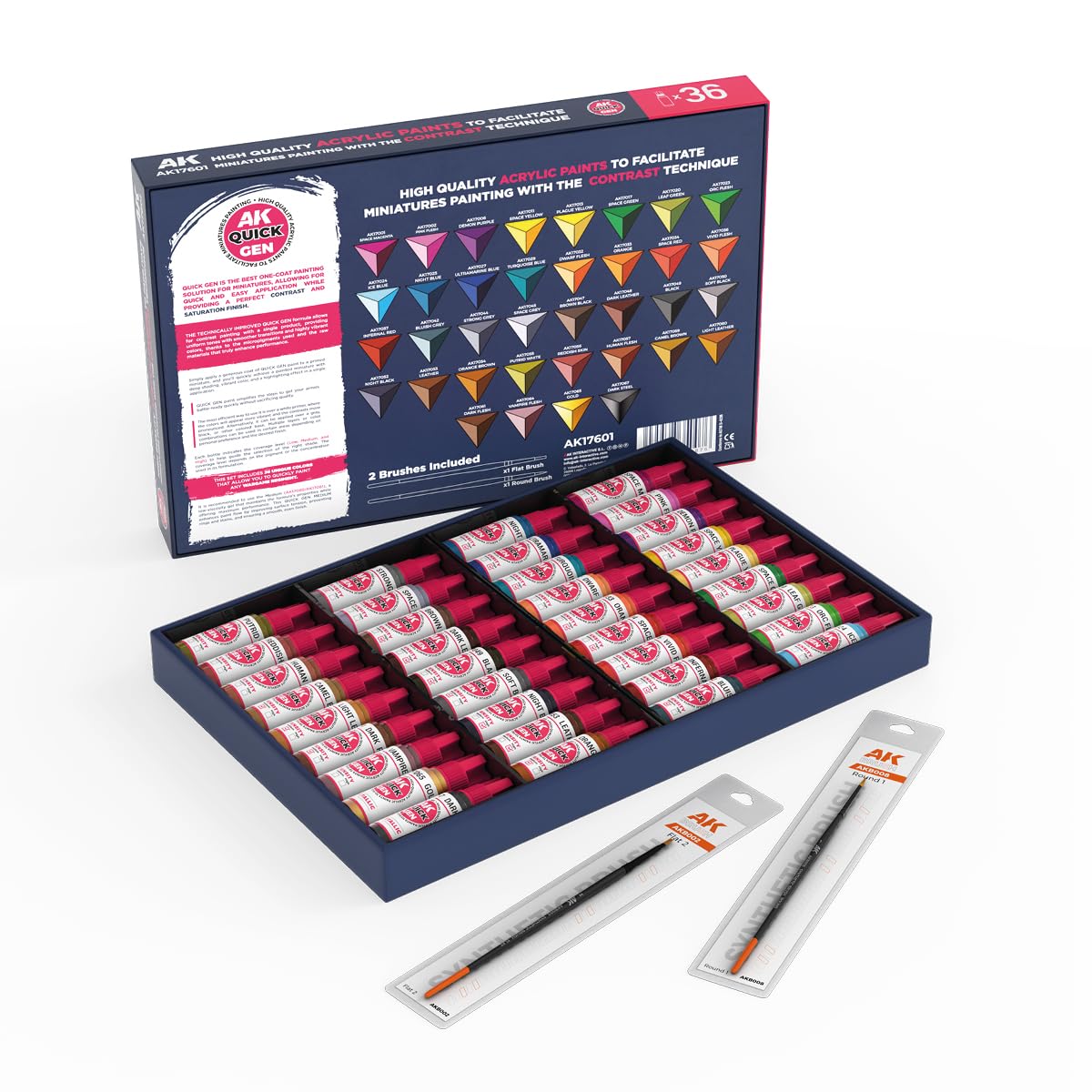AK QUICK GEN SET AK17601 QUICK PAINT SET 36 COLORS (36x18ml + 2x brushes)
