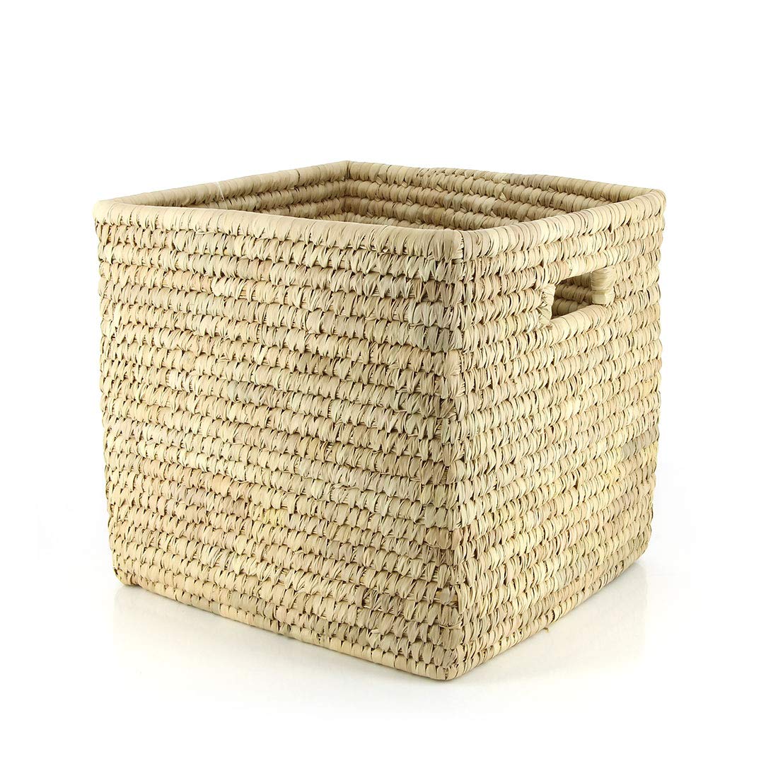 Cesta de 32 cm tejida a mano en Bangladesh cubo cuadrado con asas
