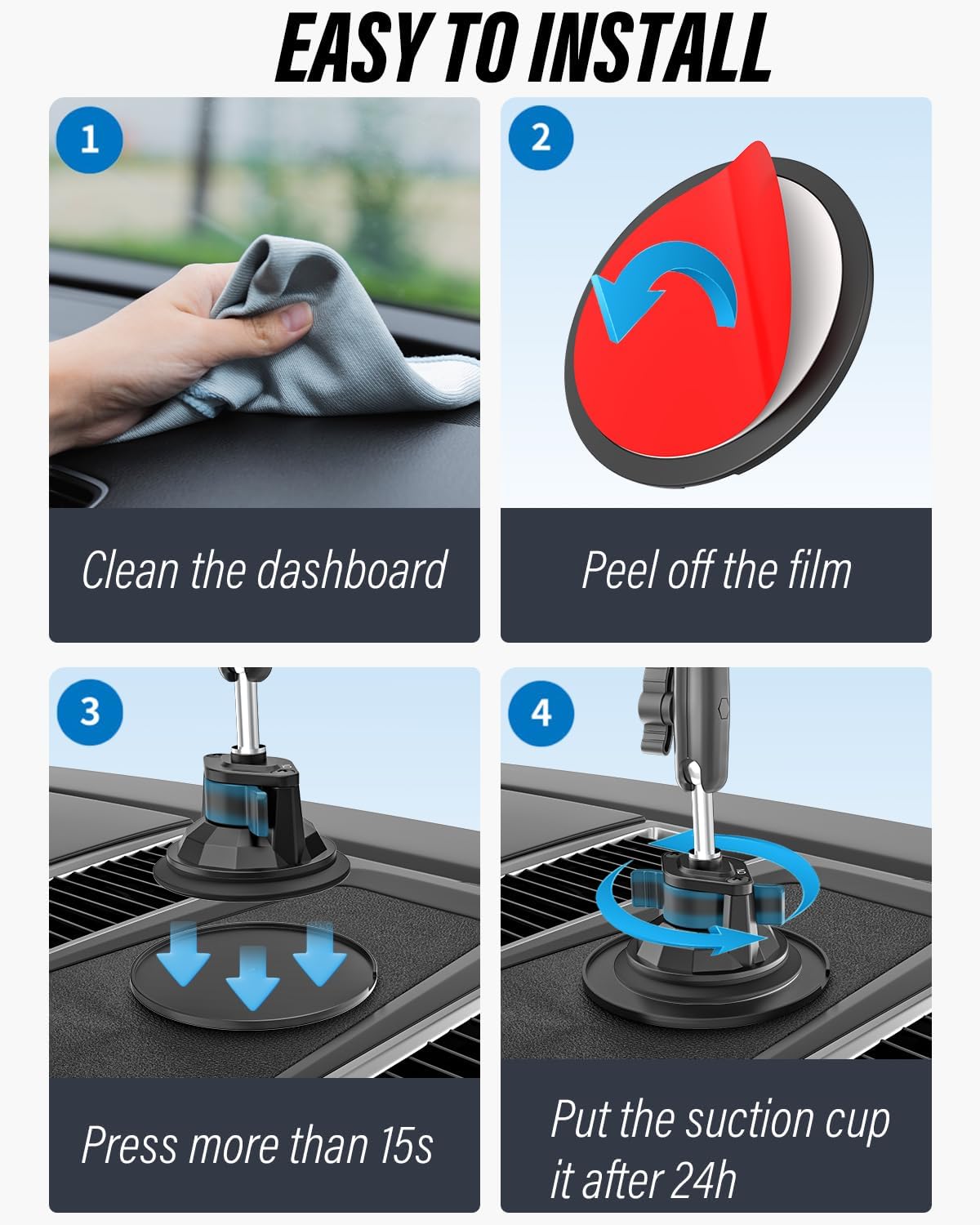 woleyi Tablet Holder for Car Truck Heavy Duty Suction Cup [Large Clamp] [Thick Case Friendly] Tablet Mount for Windshield, Dashboard, Window, for iPad Pro Air Mini, iPhone, Galaxy Tab, 6-15.6 Devices