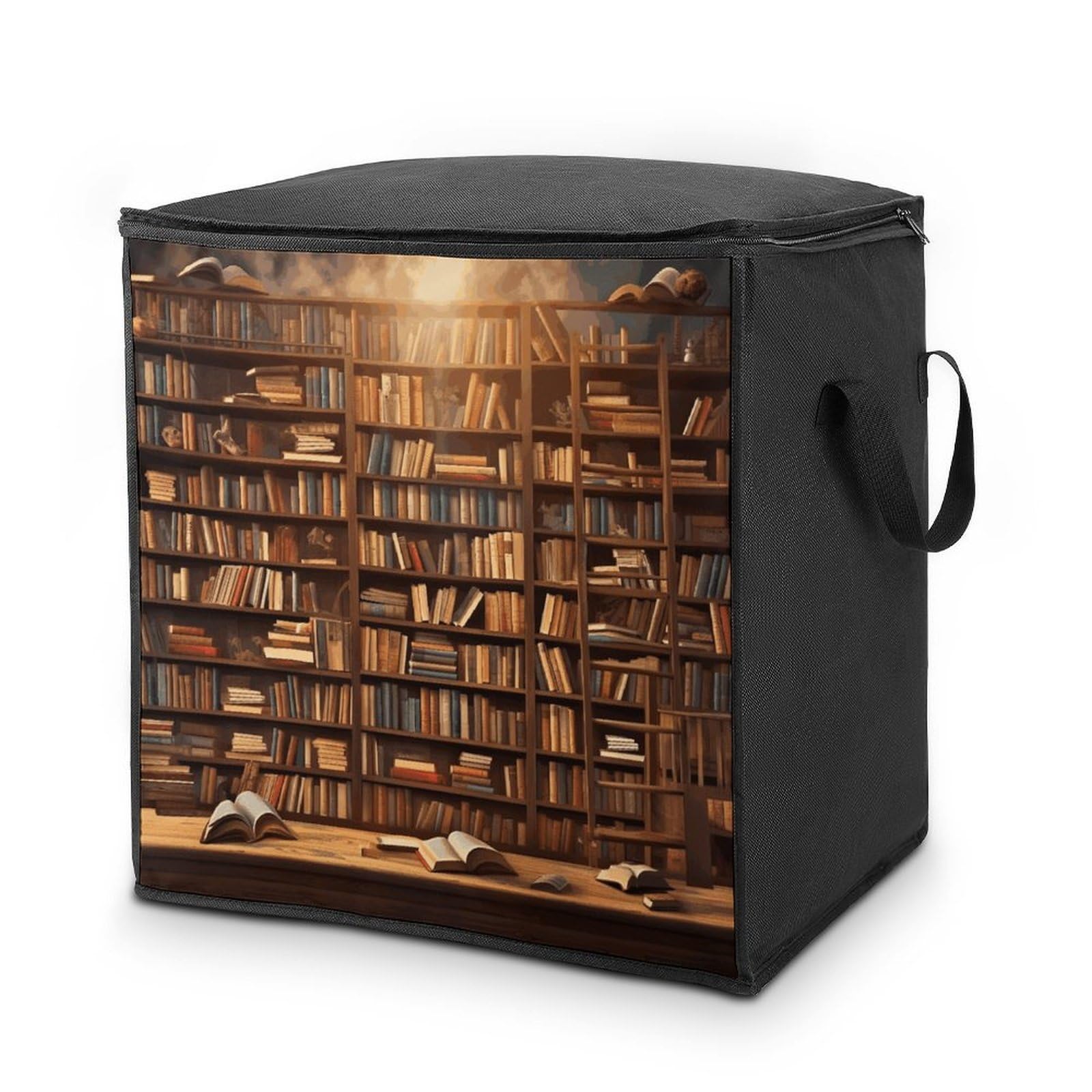 Books Storage Bag Quilt Storage Bag with Sturdy Zippered Fashion Breathable Closet Organizer Storage Boxes with Carry Handles for Blanket Pillow Bedding