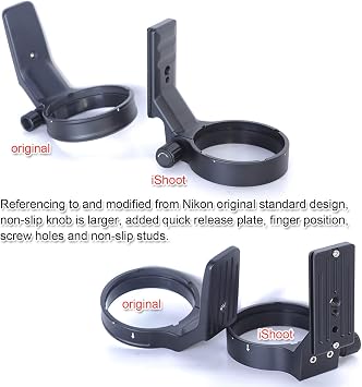 iShoot Lens Collar Compatible with Nikon AF-S NIKKOR 200-500mm f/5.6E ED VR, Lens Tripod Mount Ring Support Bracket Holder, Bottom is ARCA Fit Quick Release Plate for Tripod Ball Head ARCA-Swiss Type
