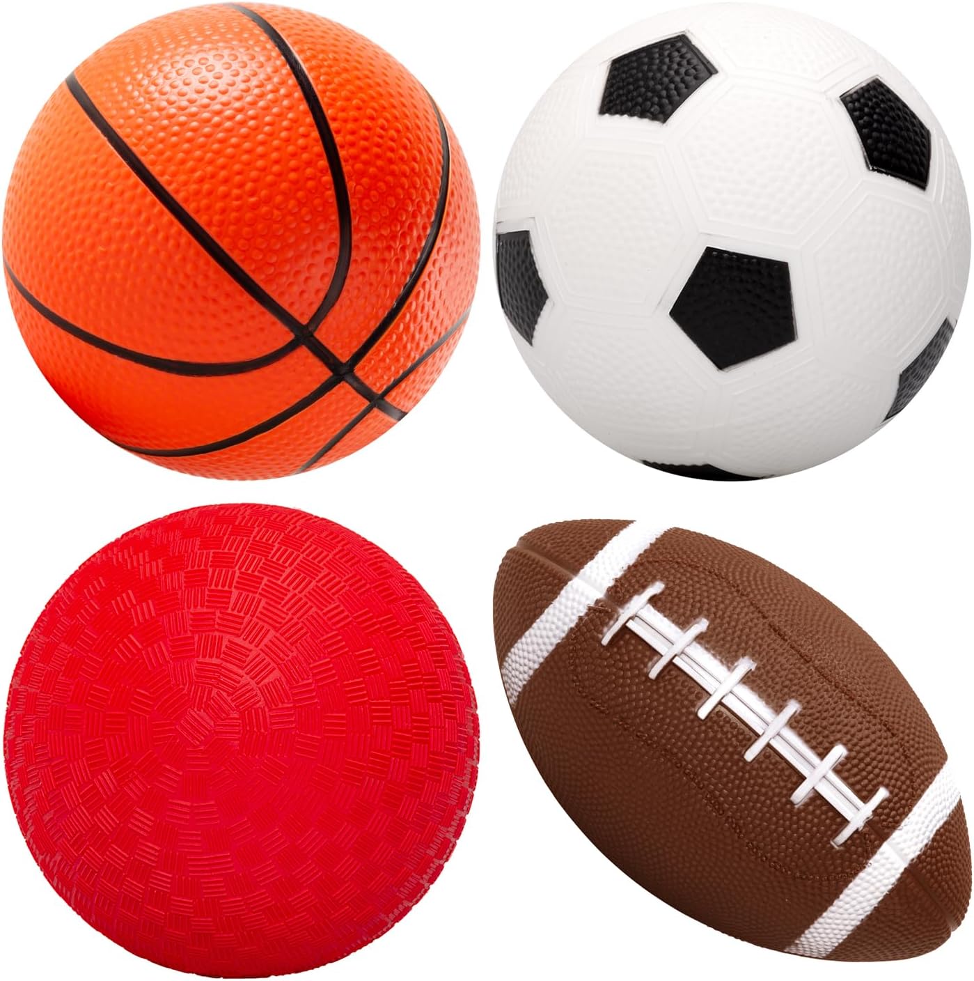 Soft Balls for Toddlers 1-3 3-5, Easy to Grip Toddler Toys 4 Pack 5" Small Balls & Pump - Mini Football Soccer Basketball Dodgeball - First Birthday Gift Easter Basket Stuffers for Babies Boys Girls
