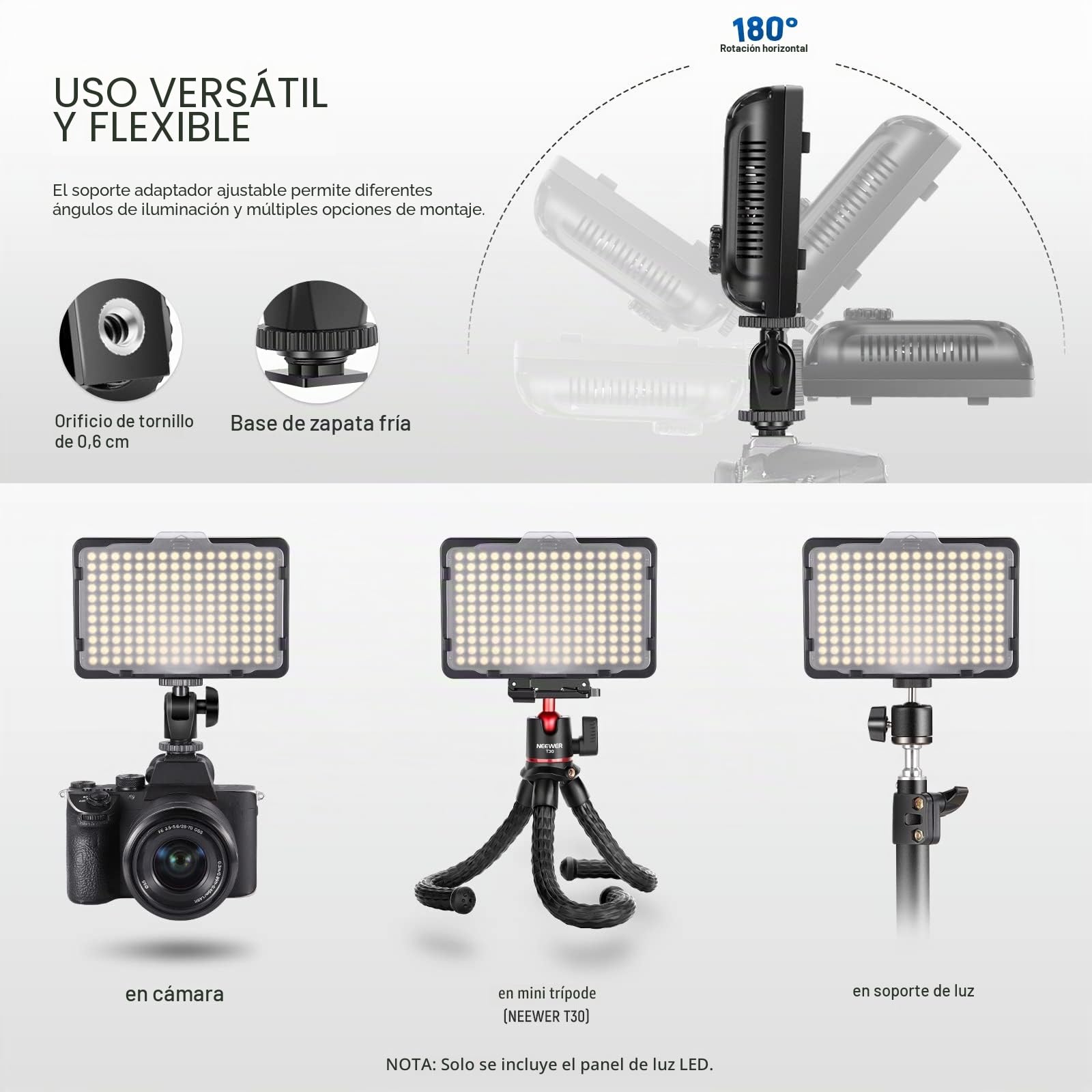 Neewer 176 LED Luz LED Video Cámara Ultrabrillante 3200-5600K Regulable 1/4 de Pulgada Rosca Montura para Canon Nikon Pentax Panasonic Sony Samsung Olympus y Otras Cámaras DSLR