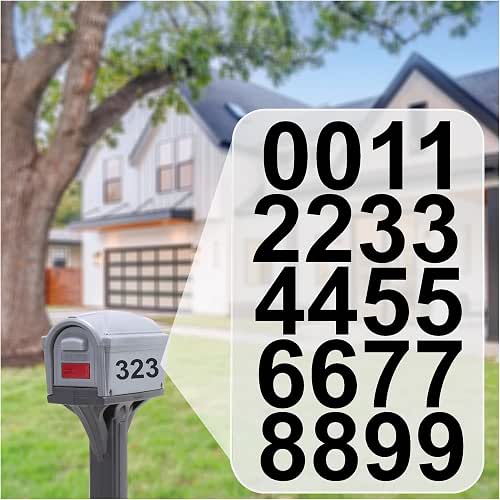 1" Inch Premium Mailbox Numbers (Black) - Waterproof Stickers for