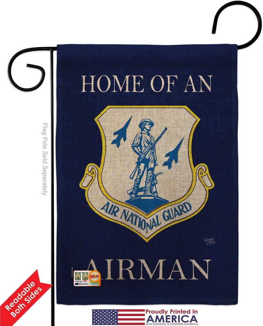 Home of Air National Guard Airman Burlap Garden Flag - Pack Armed Forces Army Rangers United State American Military Veteran Retire Official USA Applique - House Yard Gift Double-Sided 13 X 18.5