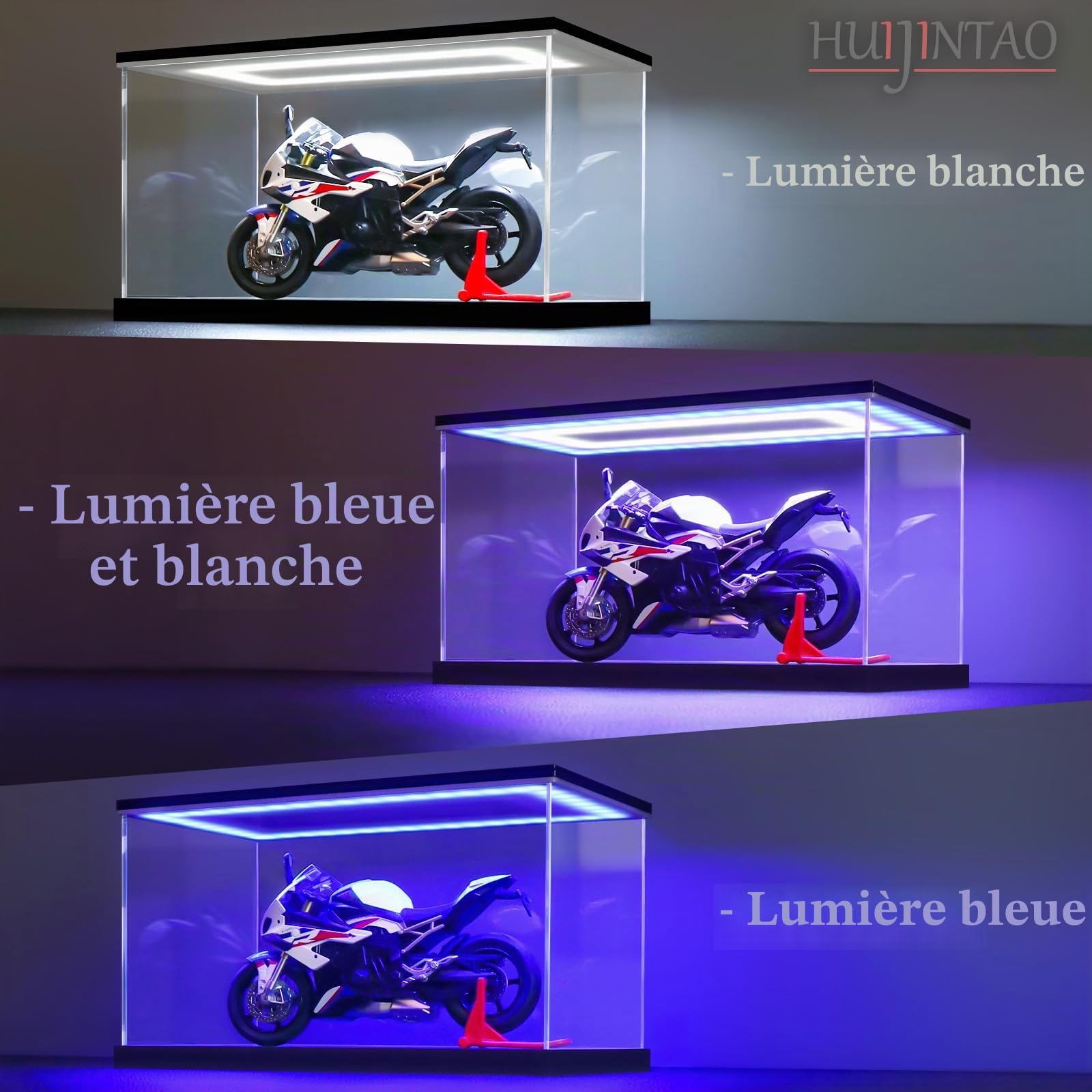 Vitrine pour Collection, Boite Acrylique, Vitrine Figurine Transparent, Vitrine Acrylique en Verre pour Collection, Figurine, Voitures Miniatures | avec éclairage LED (20x20x35 cm)