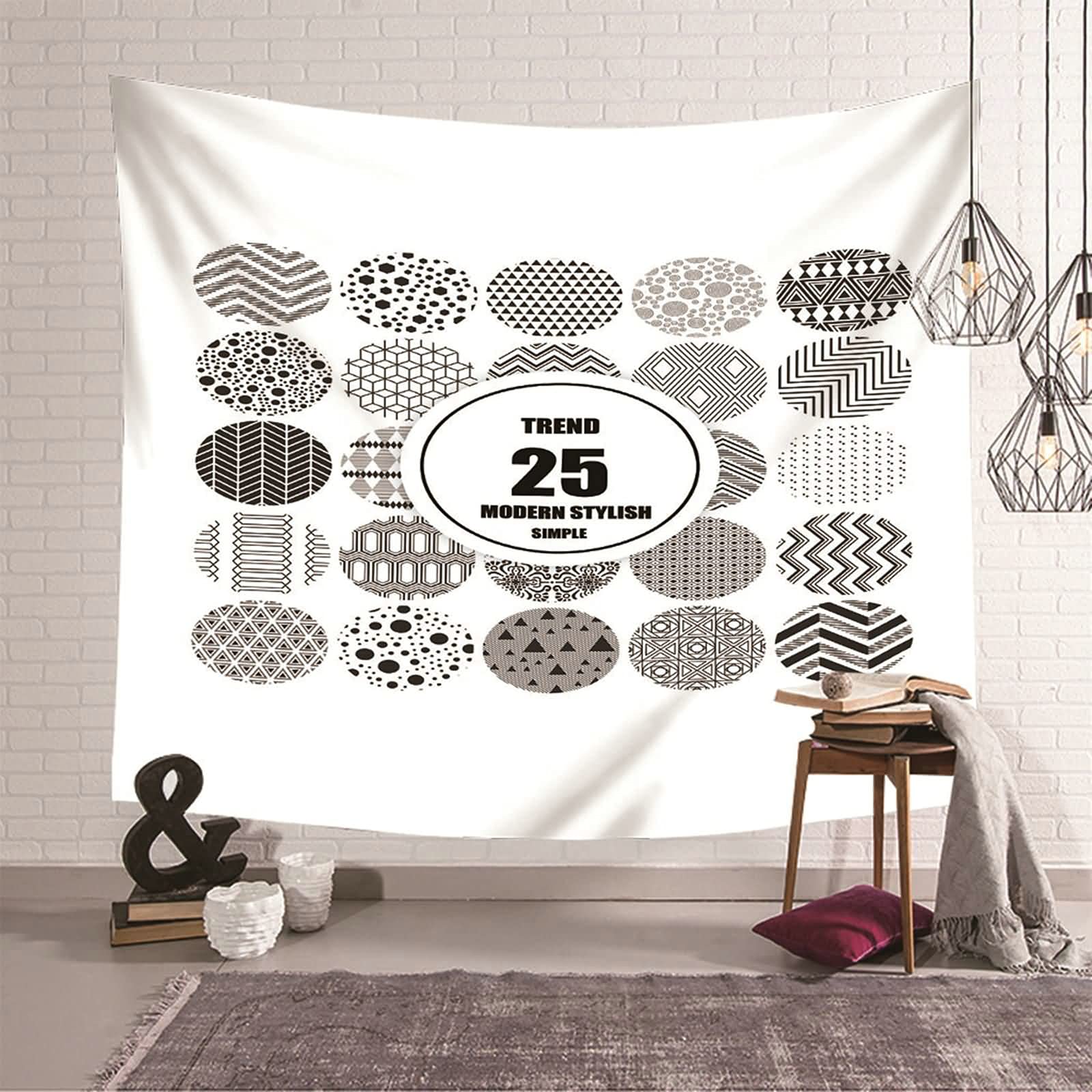 Tapiz de pared elegante de diseño geométrico KnSam en poliéster gris
