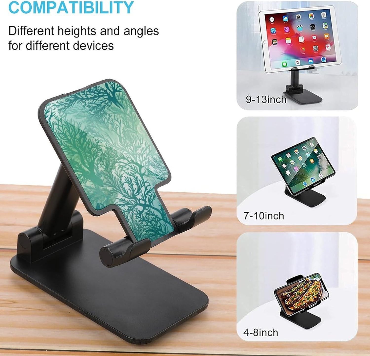 Green Sea Blue Seaweed Foldable Phone Stand for Desk Taller Stand image 3