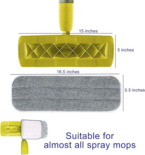 Miniatura 6 de Almohadillas de repuesto para mopa de microfibra, de 16.5 x 5.5 pulgadas, almohadilla de limpieza de suelos húmedos y secos compatible con el