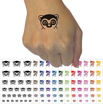 Peeking Lemur Temporary Tattoo Water Resistant Fake Body Art Set Collection - Hot Pink (One Sheet)