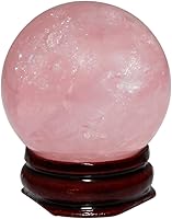 Vista 4 de Bola de curación Rockcloud de vidrio, piedra preciosa, natural, esfera de adivinación, en soporte de madera