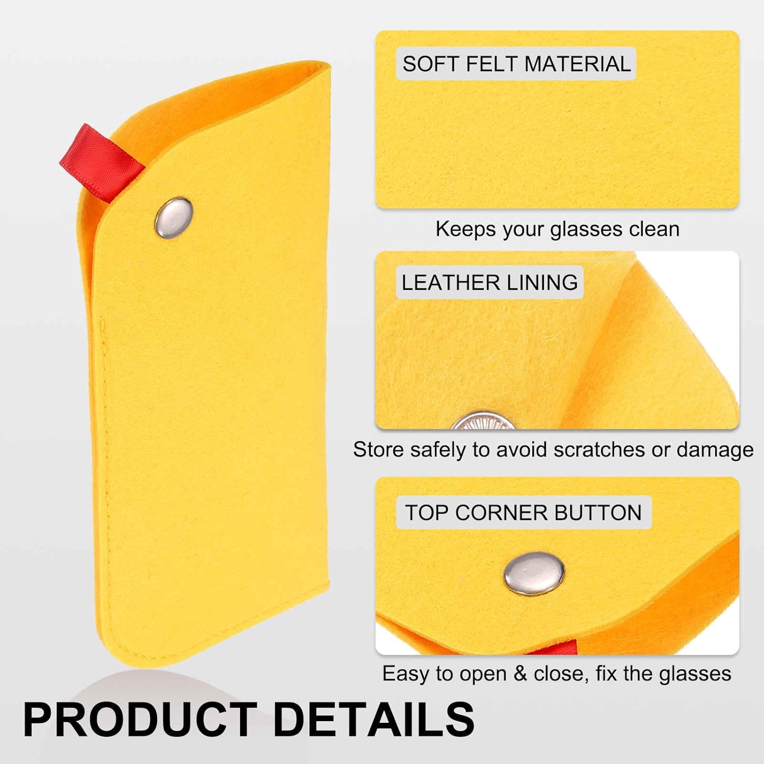 HARFINGTON 3pcs Soft Eyeglasses Bag Portable Felt Glasses Case Sunglasses Storage Pouch Case Holder, Blue, Yellow, Purple