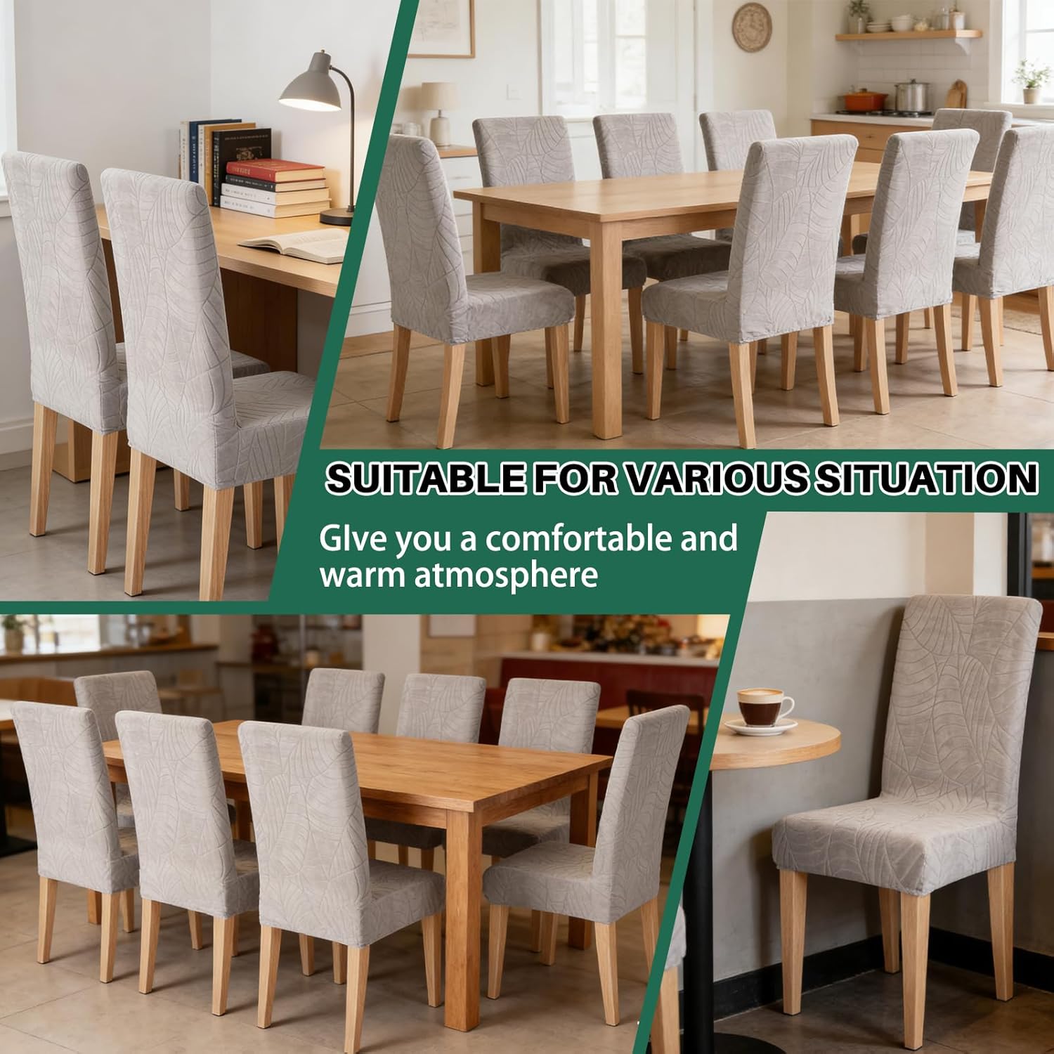 Dioxide Waterproof Chair Covers for Dining Chairs, Stretch Dining Chair Covers Set of 6, Parson Chair Slipcovers, Removable Washable Kitchen Chairs Seat Covers Protectors for Home Restaurant Banquet