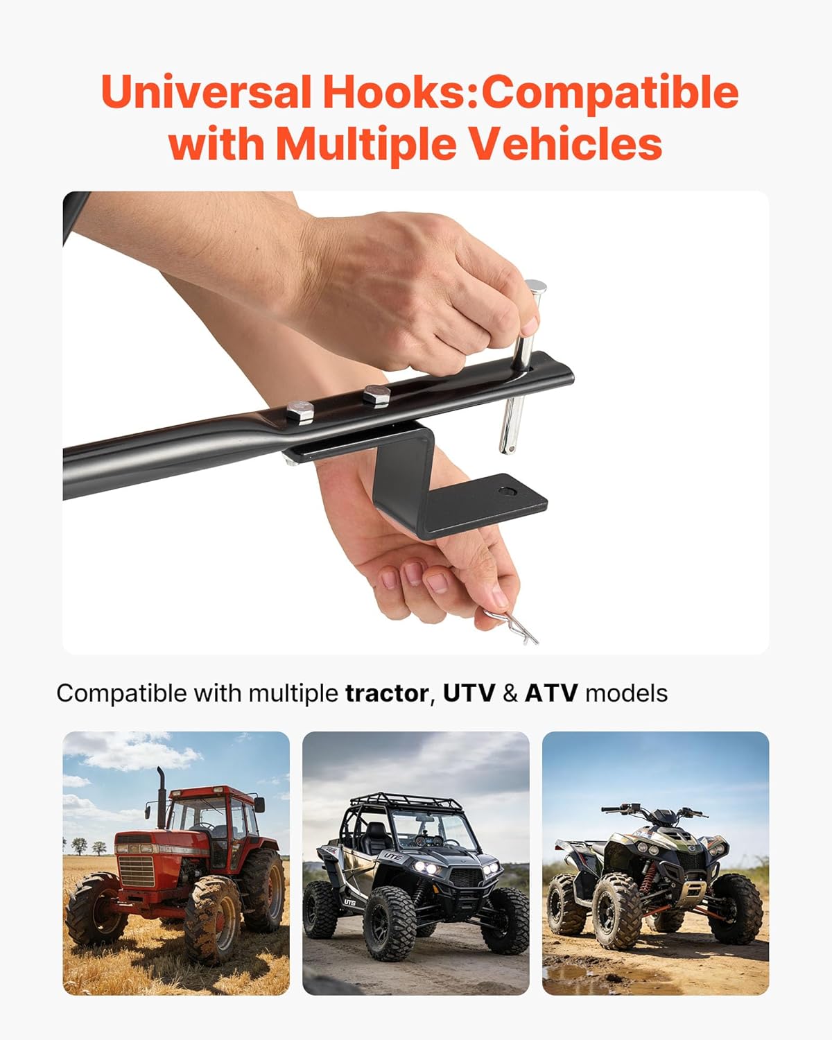 VEVOR Tow-Behind Spreader, 9.8 ft Spreading Width, Broadcast Spreader with 10" All-Terrain Tires, 85 lbs Capacity Hopper, Adjustable Flow Control, Lawn Spreaders for Seed Fertilizer Ice Melt