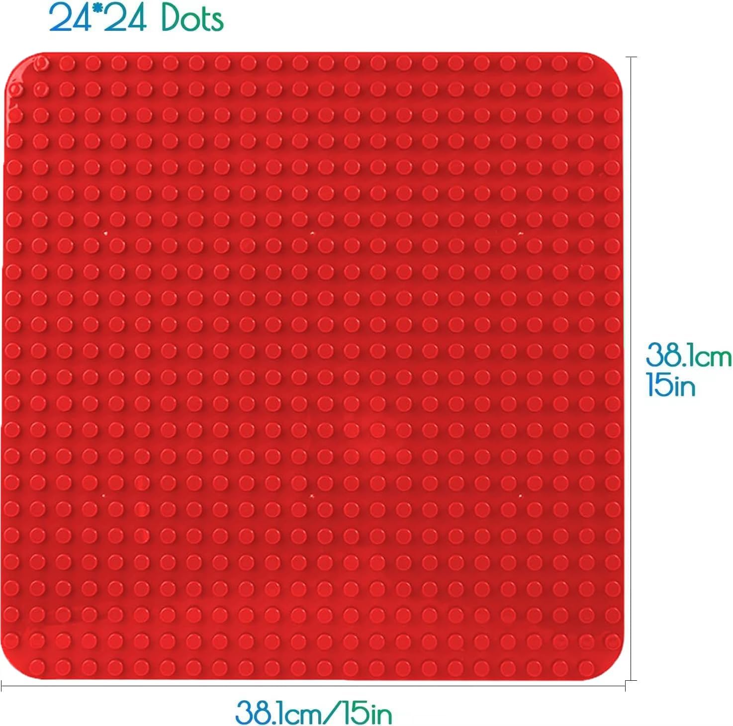 Große Bauplatte Kompatibel mit Lego Duplo Platten, Classic Grundplatte für DUPLO Sets,38 * 38cm Platten-Set für Kreatives Vorschulspielzeug,Grün, Rot(4 Stück)