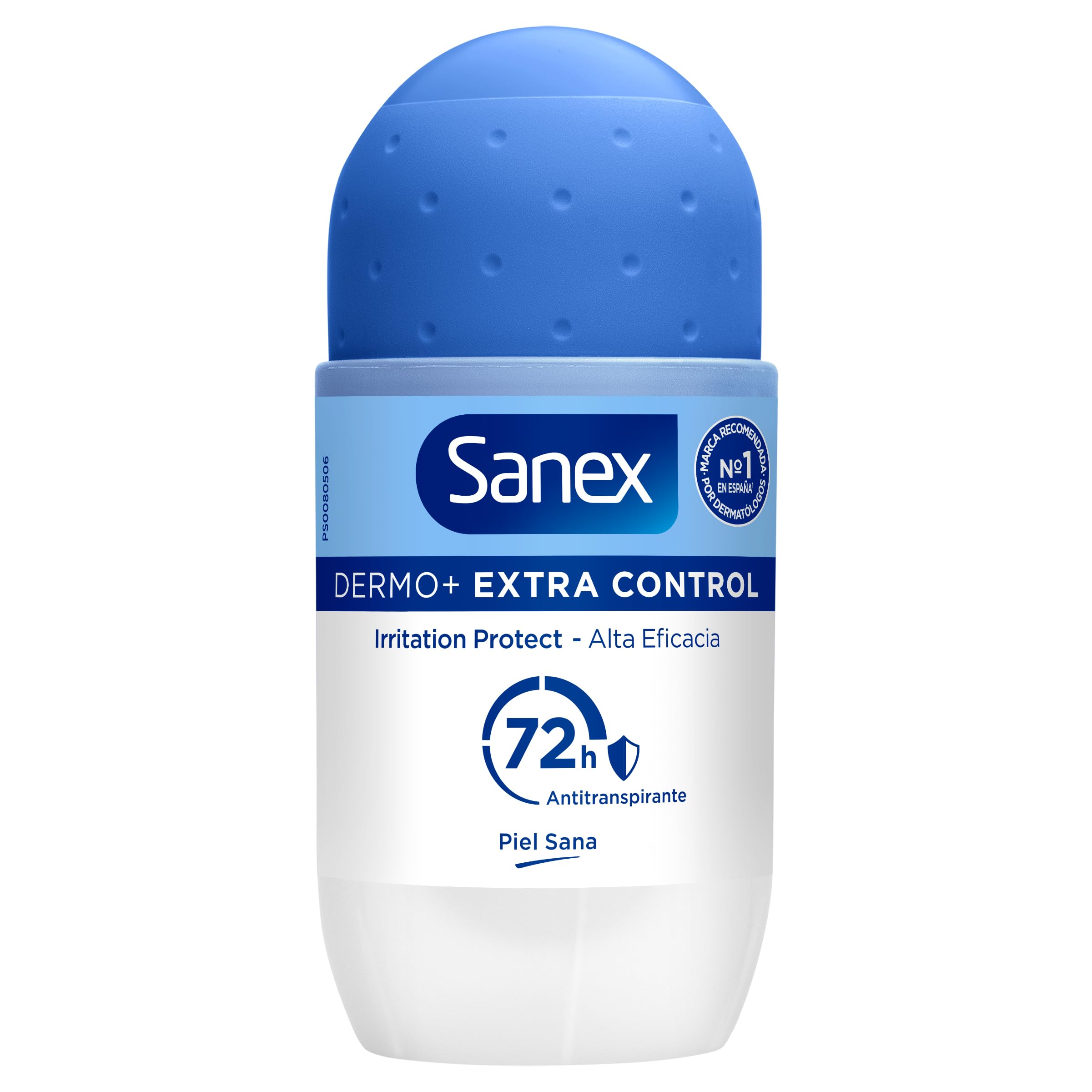Sanex Dermo+ Extra Control Desodorante Antitranspirante Roll-On 72 Horas (50ml) – protección efectiva contra el sudor y el mal olor – dermatológicamente testado– contiene 0% alcohol*