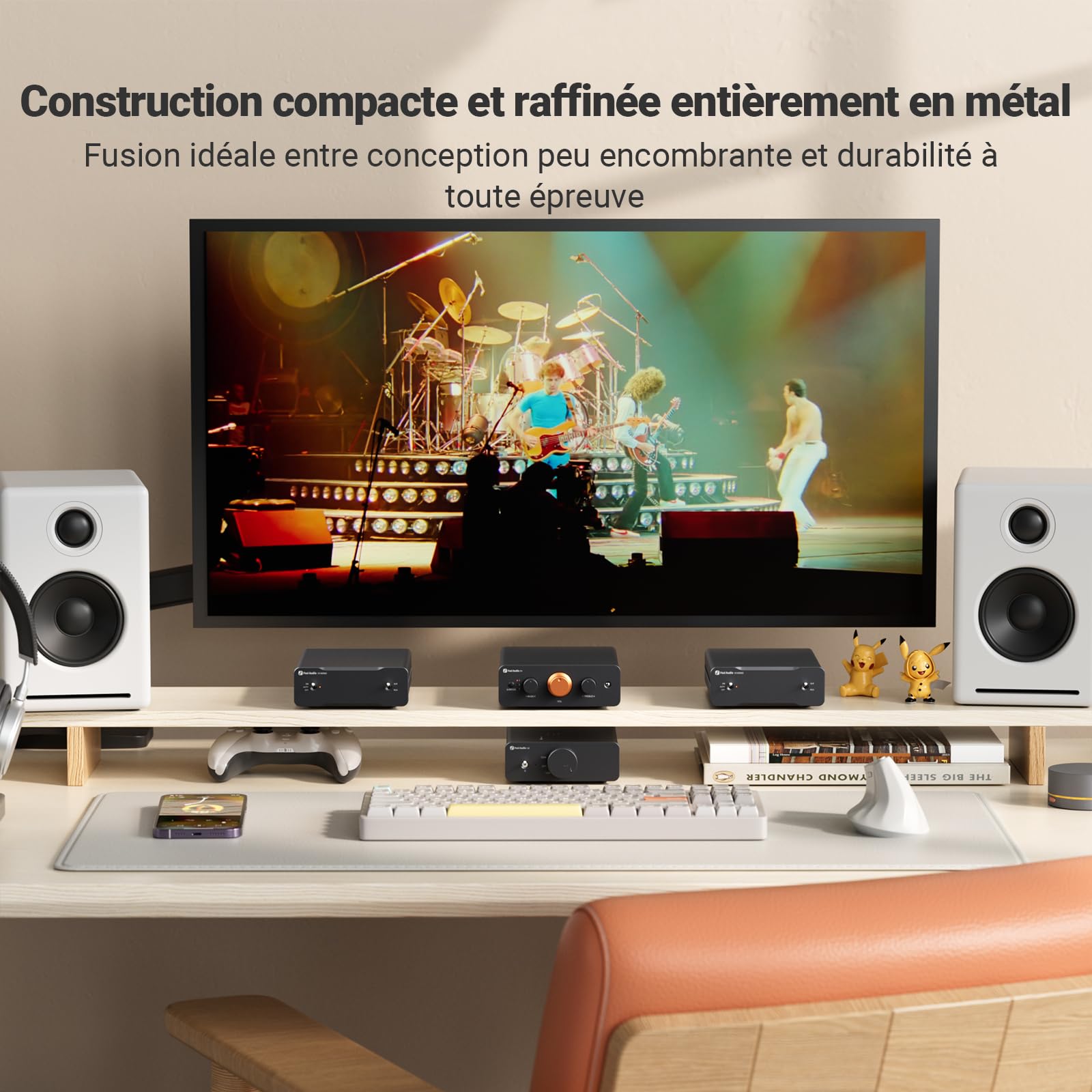 Fosi Audio P4 Mini Préampli avec 3 Entrées RCA, Préampli Stéréo Home Audio pour Amplificateur/Caisson de Basses Actif/Haut-Parleurs, Préamplificateur avec Gain Réglable à 3 Niveaux 3/6/9 DB