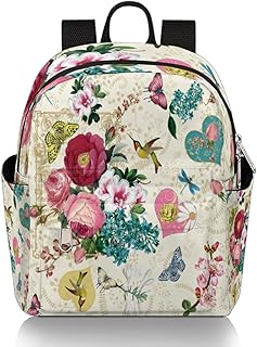 Mini mochila para mulheres, bolsa de ombro casual beija-flor rosa retrô bonita pequena mochila de viagem bolsa de ombro para meninas adolescentes mochilas escolares leve mochila feminina mochila diurna, Multi, Mochilas de Viagem