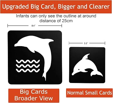 MINTLIFE Black White Flash Cards for Babies 20 Cards 40 Pages 8.4'' x 8.4'' High Contrast Newborn Baby Toys
