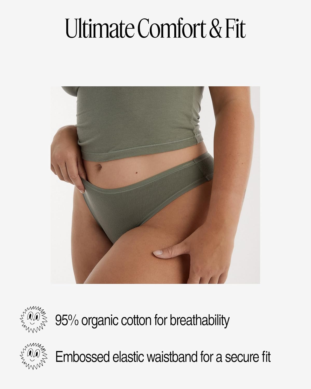 Organic Basics womens Core Ribbed Cotton Thong Underwear - Image 4