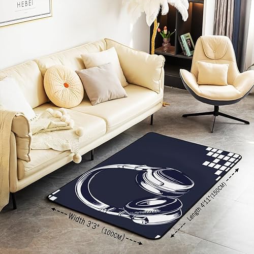 Miniatura 3 de jejeloiu Heahopne - Alfombra de área de 5 x 7 pies, temática musical, para decoración del hogar, alfombra duradera para interiores, alfombra de